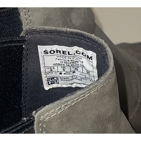 Sorel Lea Wedge NL2704-089 Womens 8 Gray Leather Ankle Booties Boots - Picture 5 of 6